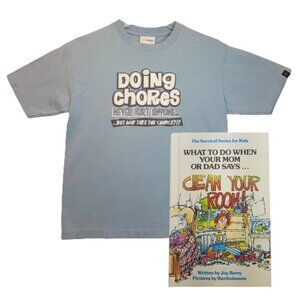 Vintage 1981 Book When Mom or Dad Says Clean Your Room & Kids Tee Medium US M